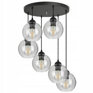 Szklana Lampa Wisząca Sufitowa Żyrandol Kule LED