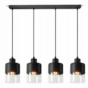 Lampa Sufitowa Wisząca Żyrandol Dual Glass 568-BZ4 LED E27 Black Edition