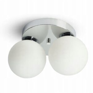 Lampa Sufitowa Wisząca Żyrandol Full Globe Glass 560-E2 G9 Białe kule Chrom
