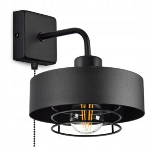 Lampa Ścienna Kinkiet Czarna z włącznikiem LOFT