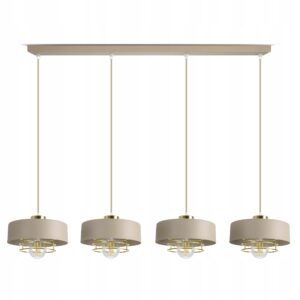 Duża Lampa Sufitowa Wisząca Żyrandol Beżowa ECRU Złoto 4xE27 LED 760-BZ4