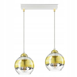 Lampa Sufitowa Żyrandol Biała Złota GLASS BZ2 LED