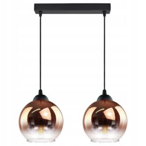 Lampa Wisząca Dwie Kule Miedziane Transparentne