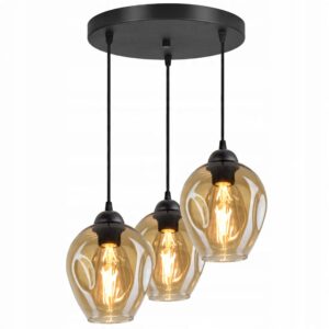 Lampa z regulacją długości kabla z 3 miodowymi kloszami