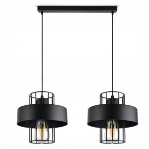 Listwa sufitowa, lampa z dwoma stylowymi metalowymi kloszami