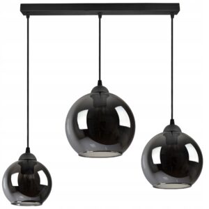 Lampa Żyrandol Trzy Różne Szklane Kule Grafit E27