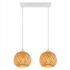 Lampa Sufitowa Wisząca Bambusowa Pleciona BOHO Naturalna 583-BZ2 LED Biała
