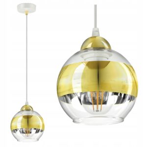 Lampa Sufitowa Żyrandol Biała Złota GLASS EZ1 LED