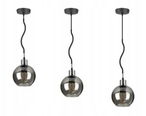 Szklana Lampa Wisząca Żyrandol SPLINE Chrom Kula