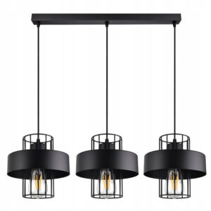 Lampa wisząca w czarnym kolorze z drucianym dodatkiem