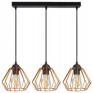 Lampa Wisząca Żyrandol Plafon Miedź Chrom Złoty