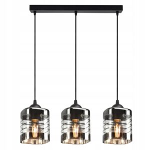 Lampa wisząca na 3 żarówki, klosze w jednym rzędzie