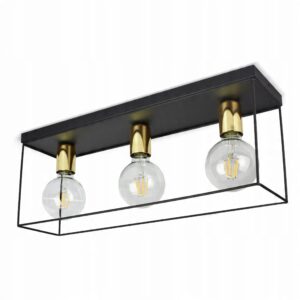 Lampa Sufitowa Wisząca Plafon Klatka Loft 571-SK3 LED Black & Gold Edition