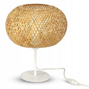 Lampa Nocna Stołowa na Stolik 581-L1 LED E27 Boho Bambus Naturalna Pleciona