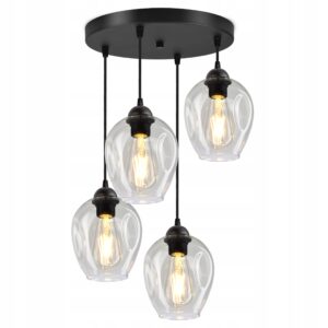 4-punktowa lampa z transparentnymi, dekoracyjnymi kloszami