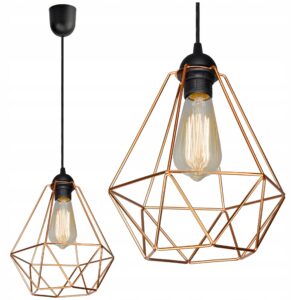 LAMPA WISZĄCA SUFITOWA Miedź Chrom Złoty E27 LED