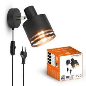 Lampa Ścienna Kinkiet FLESZ Reflektor 484-KPW E27 z Włącznikiem i wtyczką