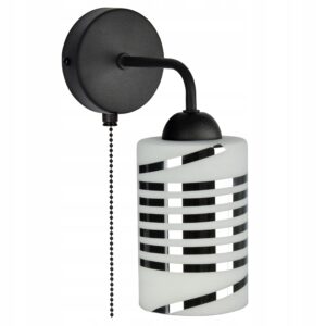 Szklana Lampa Ścienna Kinkiet CHROM z włącznikiem