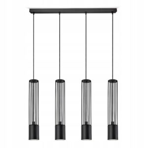 Metalowa lampa wisząca 4-punktowa w czarnym kolorze, druciak