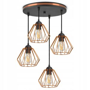 Lampa Wisząca Żyrandol Plafon Miedź Chrom Złoto