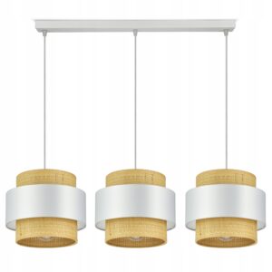 Lampa Sufitowa Żyrandol Biała Rattan BZ3 Kleo LED