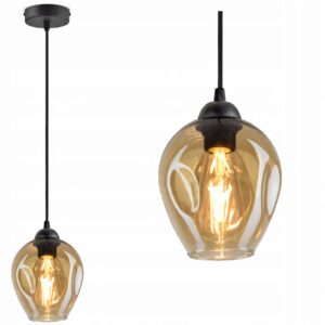 Pojedyncza lampa wisząca z modnym, miodowym kloszem