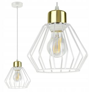 Lampa wisząca z małym drucianym kloszem w kształcie diamentu