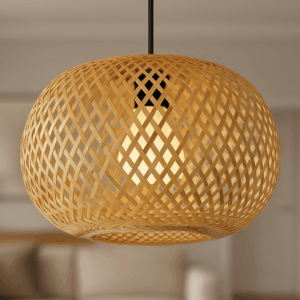 Lampa Sufitowa Wisząca Bambusowa Pleciona BOHO Naturalna 580-EZ1 LED E27