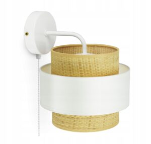 Lampa Ścienna Kinkiet Biała Rattan KW1 Kleo LED