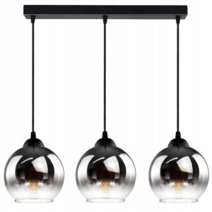 Lampa Wisząca Trzy Kule Grafitowe Transparentne