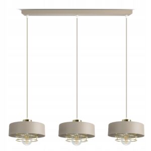 Duża Lampa Sufitowa Wisząca Żyrandol Beżowa ECRU Złoto 3xE27 LED 760-BZ3