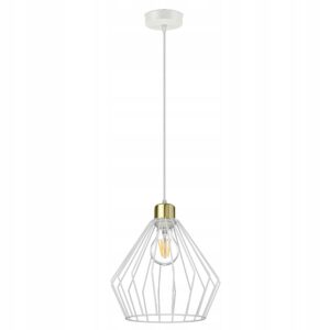 Pojedyncza lampa wisząca duży diament ze złotym detalem