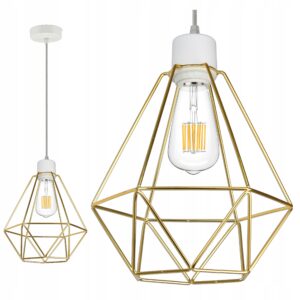 Lampa Wisząca Żyrandol LOFT EDISON Biała Złota LED