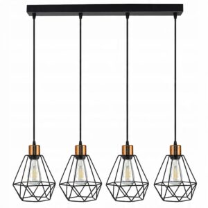 Lampa sufitowa w loftowym stylu, 4 diamentowe klosze