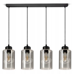 Lampa Wisząca Sufitowa Żyrandol Czarna Szklana Glass Tube 535-BZ4 LED E27