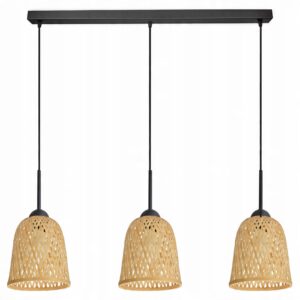 Lampa Sufitowa Wisząca Bambusowa Pleciona BOHO Naturalna 582-BZ3 LED Czarna