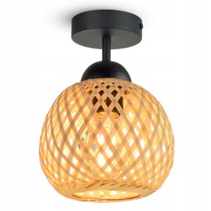 Lampa Sufitowa Wisząca Bambusowa Pleciona BOHO Naturalna 584-PR1 LED Czarna