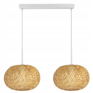 Lampa Sufitowa Wisząca Bambusowa Pleciona BOHO Naturalna 581-BZ2 LED Biała