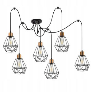 Lampa pająk z 6 osłonami żarówki w kształcie diamentów