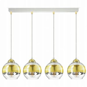Lampa Sufitowa Żyrandol Biała Złota GLASS BZ4 LED