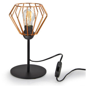 Lampka Nocna Stołowa Dekoracyjna Miedź Chrom Złoty