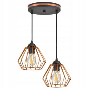 Lampa Wisząca Żyrandol Plafon Miedź Chrom Złoto