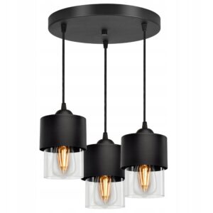 Nowoczesna lampa wisząca z 3 metalowo-szklanymi kloszami
