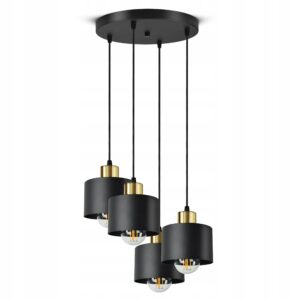 Lampa Sufitowa Żyrandol Plafon Classic Spot EZ4 LED E27 Black Gold