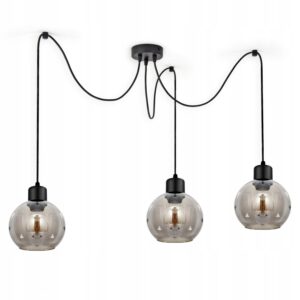 Szklana Lampa Wisząca Sufitowa Żyrandol Pająk KULE