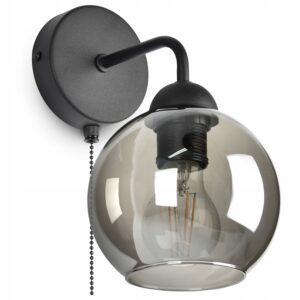 Szklana Lampa Ścienna Kinkiet KULA z włącznikiem