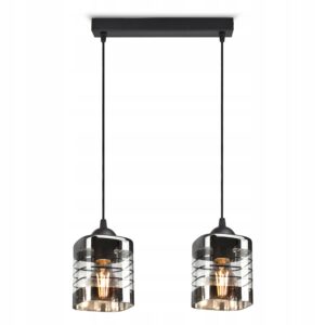 Lampa wisząca z dwoma przezroczystymi kloszami z aluminium