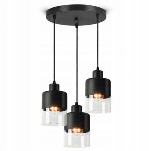 Lampa Sufitowa Wisząca Żyrandol Dual Glass 568-EZ3 LED E27 Black Edition