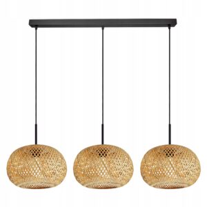 Lampa Sufitowa Wisząca Bambusowa Pleciona BOHO Naturalna 580-BZ3 LED E27