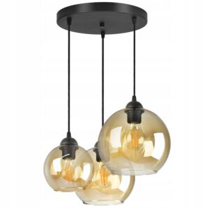 Lampa Żyrandol Trzy różne szklane Kule Miodowe
